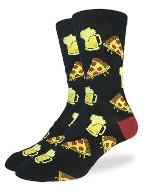 Men's Good Luck Sock Crew Socks | Beer & Pizza Socks | NWT